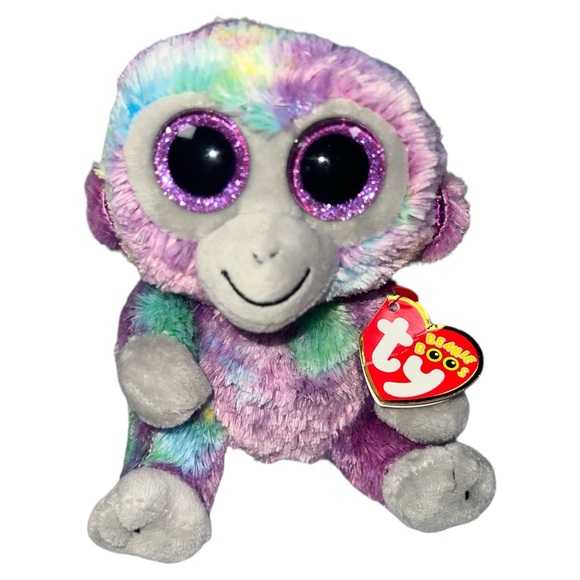 TY Beanie Boos Zuri the Monkey Tie Dye Plush 6” Inches With Tag Stuffed Animal - Picture 1 of 7